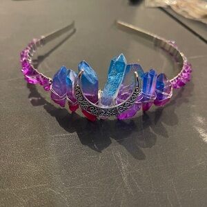 Real Crystal Headband with Silver Accents